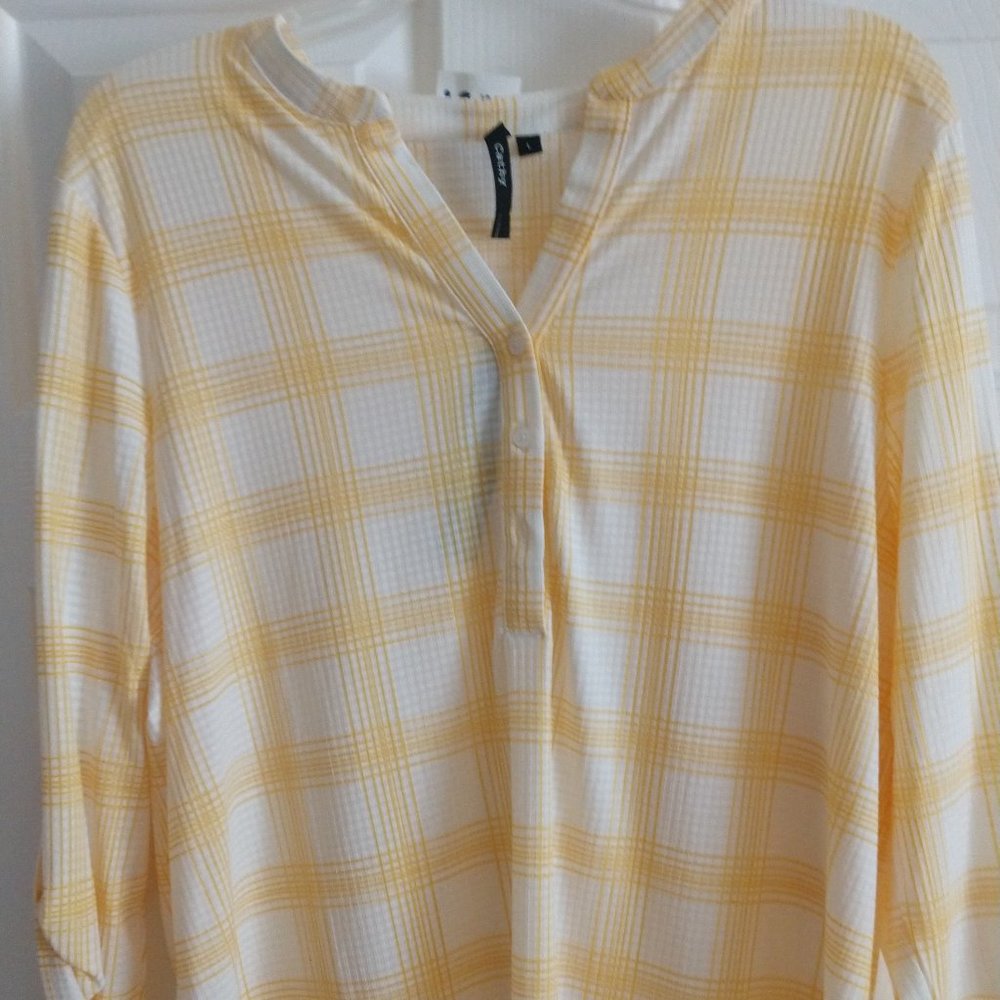 Cathy Elbow Sleeve Waffle Print Blouse Size L